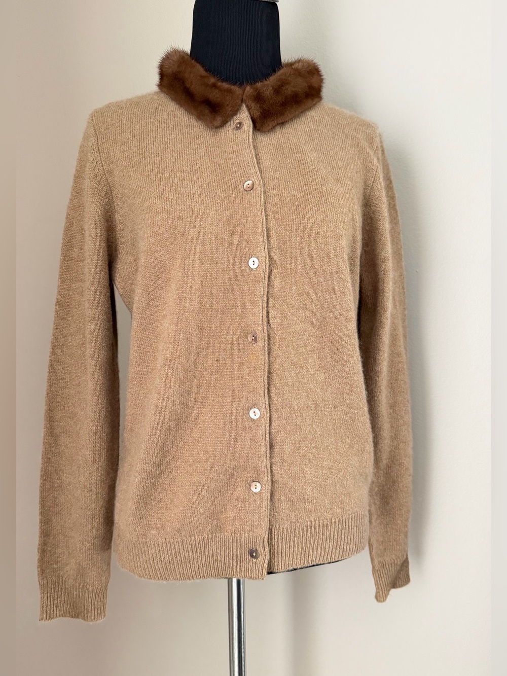 Vintage Y2K Folio Saks Fifth Avenue Cashmere Wool Cardigan Sweater Real MinkFurL